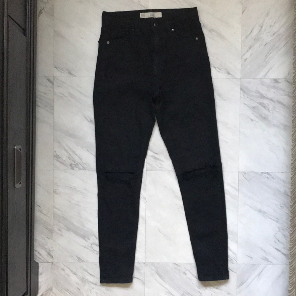 Topshop Moto Jamie High Waist Sz 25 Black Jeans